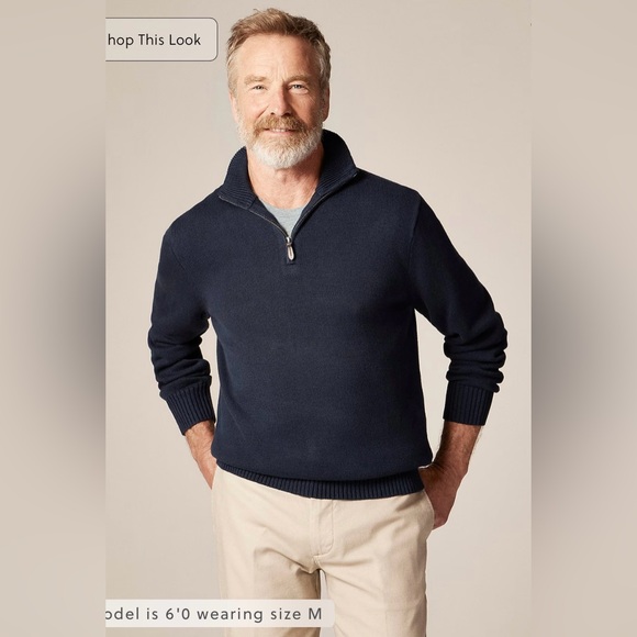 J.Crew Heritage cotton quarter-zip sweater in navy